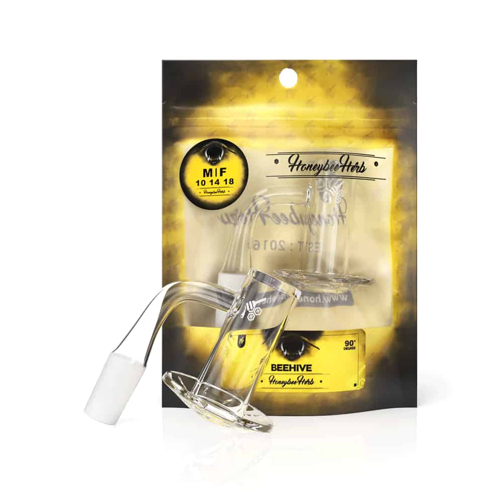 Beehive Yellow Line 90° Quartz Banger By Honeybee Herb