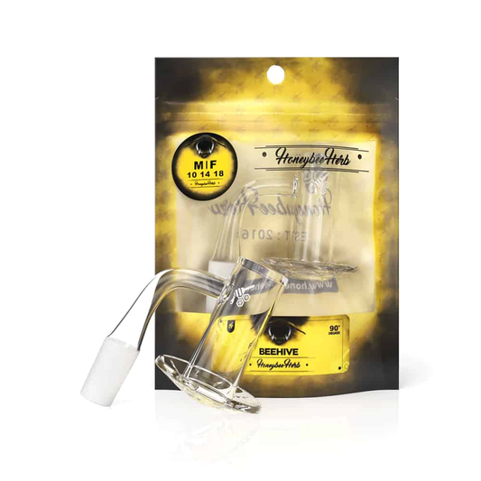 Beehive Yellow Line 90° Quartz Banger By Honeybee Herb